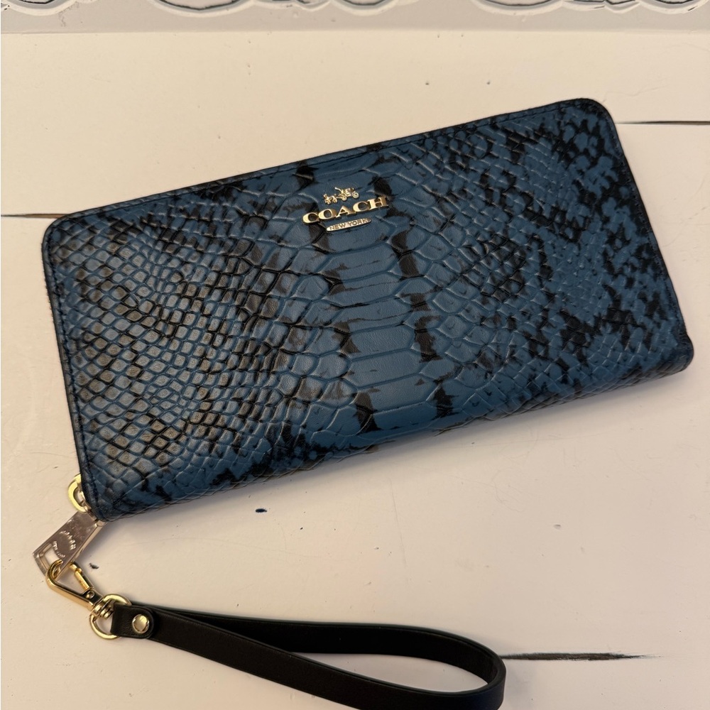 Coach Leather Madison Python Long Zip Around Wall… - image 1